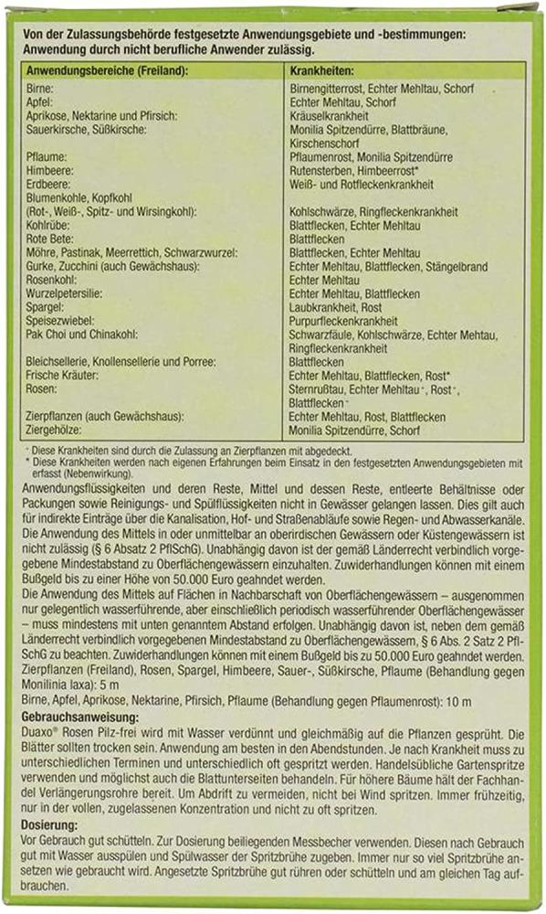 COMPO Duaxo Universal Pilz-frei 150 ml, Fungizid, Bekämpfung von Pilzkrankheiten an Obst, Gemüse, Zierpflanzen, Kräutern, Konzentrat inkl. Messbecher